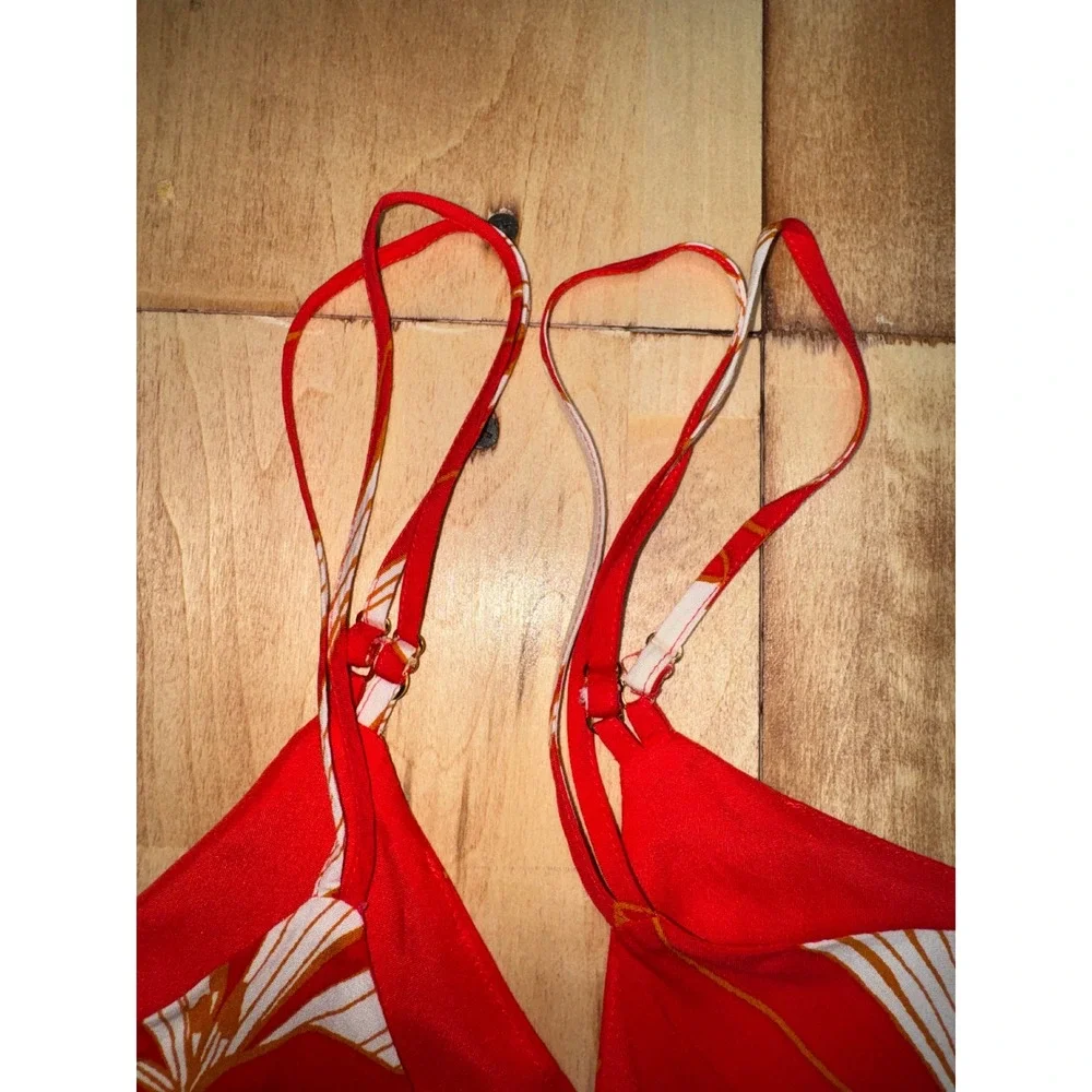 AVA & VIV Red Floral Print Spaghetti‎ Strap Dress Size 2X